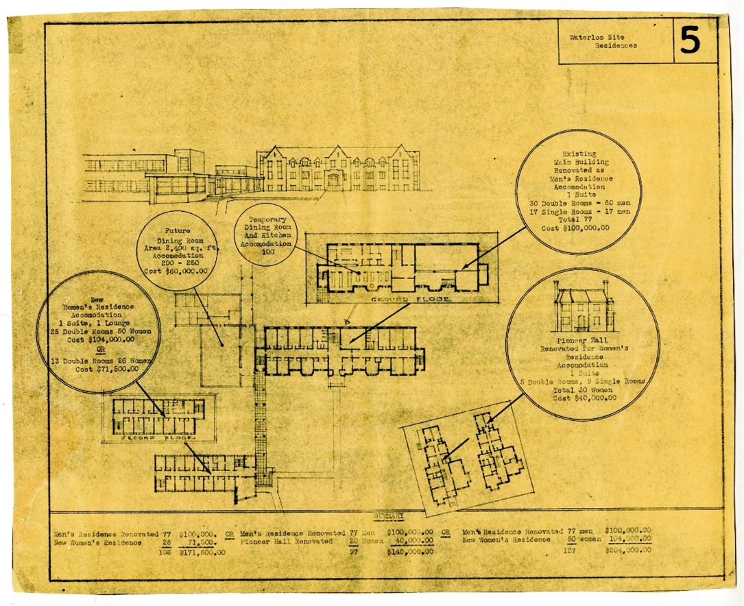Blueprint of a student residence, date unclear