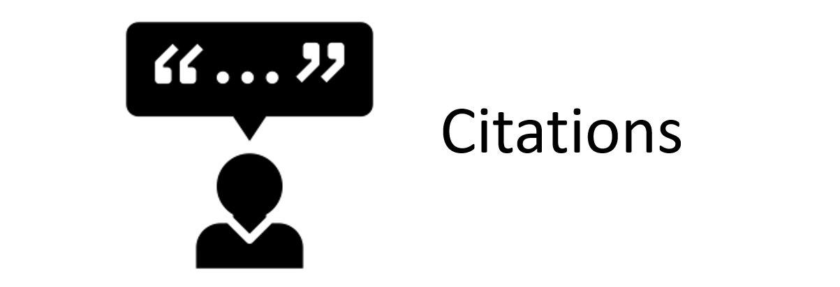 Icon of citations. Purpose is to guide attention to this section