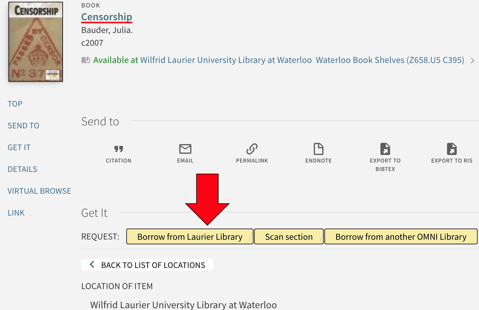 Image is the part of Omni for requesting Mail on Demand. A long description for the graphic is assumed not needed for print books. If this is an incorrect assumption, please email mweiler@wlu.ca