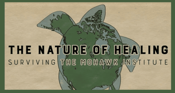 Shape of giant turtle matching the outline of map of North America. The Nature of Healing: Surviving the Mohawk Institute